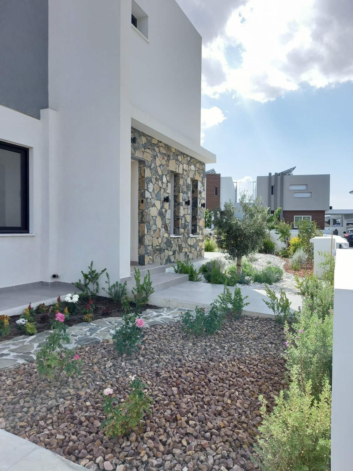 Professional landscaping project featuring Mediterranean plants and elegant garden design